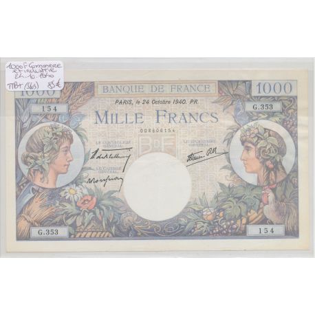 1000 Francs Commerce et Industrie - 24.10.1940 - TTB+