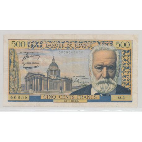 500 Francs Victor Hugo - 7.01.1954 - TTB