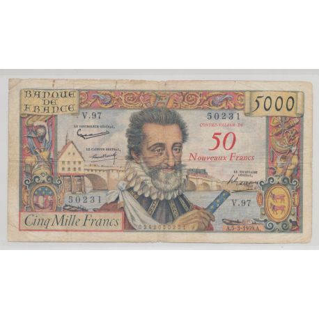 50NF/5000f Henri IV - 5.03.1959 - tb/TB+