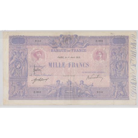 1000 Francs bleu et Rose - 1.04.1915 - TB+