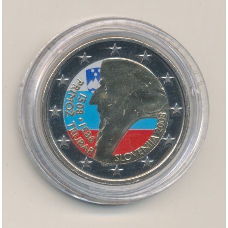 2 Euro couleur - Slovénie 2008 - 500e anniversaire naissance primoz trubar