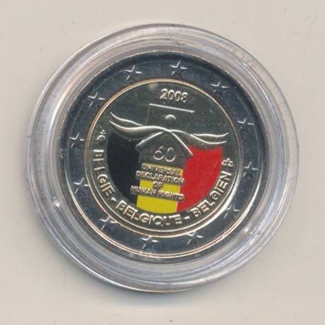 2 Euro couleur - Belgique 2008 - 60e anniversaire déclaration droits de l'homme