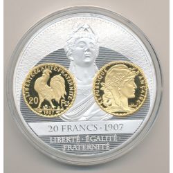 Médaille - 20 Francs 1907 - Histoire de la monnaie Française - 70mm