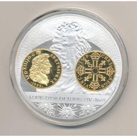 Médaille - Louis d'or Louis XIV 1669 - Histoire de la monnaie Française - 70mm