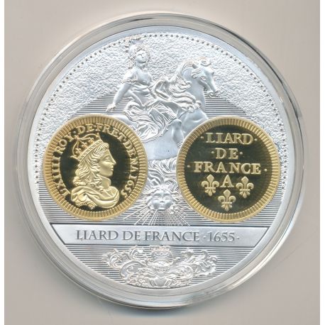 Médaille - Liard de france 1655 - Histoire de la monnaie Française - 70mm