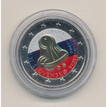 2 Euro couleur - Slovaquie 2009 - 20e anniversaire liberté et démocratie 1989