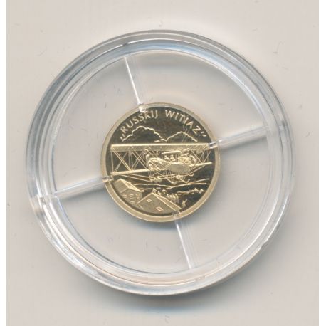 Médaille - Russkij witiaz - Histoire de l'aviation - Or 0,5g 0,585 - 11mm - Flan bruni - 5.555 ex - Neuf 