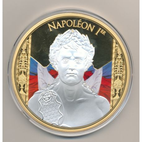 Médaille - Napoléon Empereur et Roi  - dorée et en couleur - 100mm