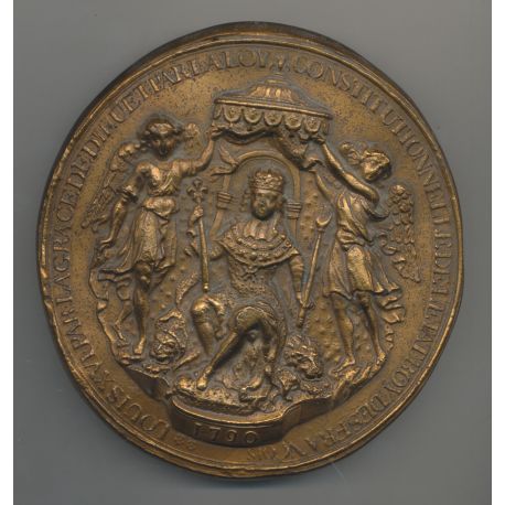 Médaille - Refrappe Sceau Louis XVI - Roi couronné 1790 - 1988 - N°129/500 - bronze 1,7 kg