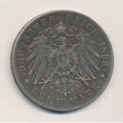Allemagne - Hambourg - 5 Marks - 1898 J