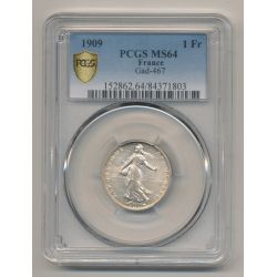 Semeuse - 1 Franc - 1909 - argent - PCGS MS64