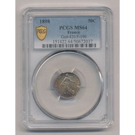 Semeuse - 50 Centimes - 1898 - PCGS MS64