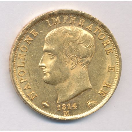 Italie - 40 Lires 1814 M Milan - Napoleone imperatore - pointes triangulaires - TTB+