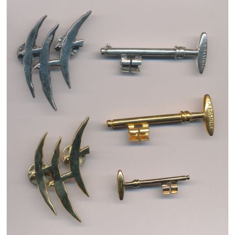 Lot 5 Broches - Révolution Française 1789-1989 - Clé de la bastille - Arthus-Bertrand