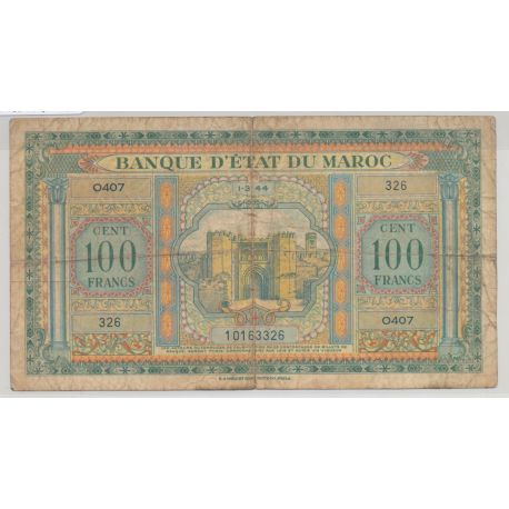 Maroc - 100 Francs - 1.03.1944 - TB