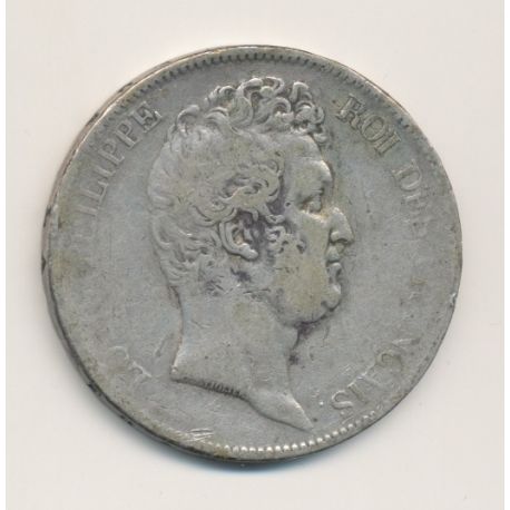 5 Francs Louis Philippe sans le I - 1830 D Lyon - Tranche en creux
