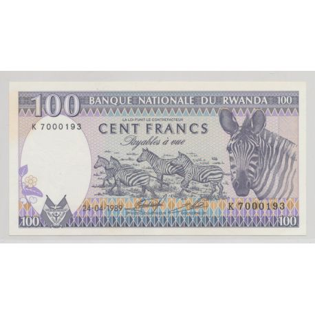 Rwanda - 100 Francs - 24.04.1989 - SPL