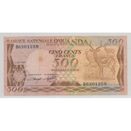 Rwanda - 500 Francs - 1.07.1981 - TB+