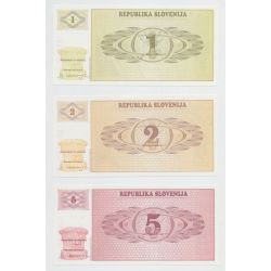 Slovénie - Série 3 billets - 1,2,5 Tolar 1990 - Neuf