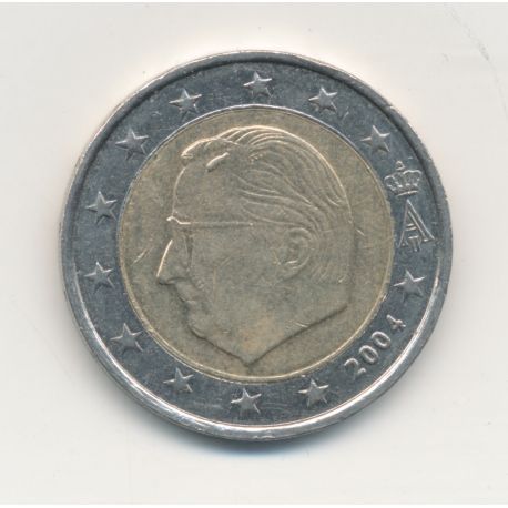 Monnaie Fautée - 2 Euro 2004 Belgique - surplus métal sur le front - TTB