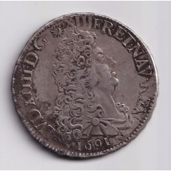 Louis XIV - Écu aux 8L - 1691 E Tours - 1er type - TTB