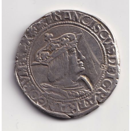 François 1er - Teston - 13e Type Lyon - argent - point 12e et trèfle - TB/TB+