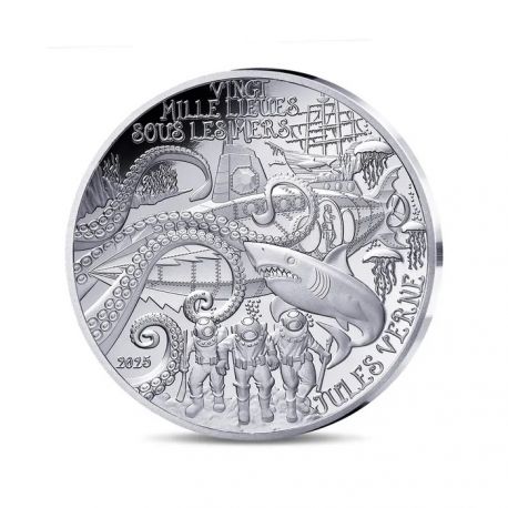 10 Euro 2025 - 20000 Lieus sous les mers - Jules Verne - L'art de la plume - argent Belle épreuve