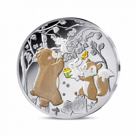 5 Euro 2025 - Ma première pièce - écureuil et ours - argent BE colorisé