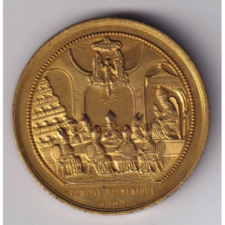 Médaille - Concile oecumenique - Pi IX - 1869 - bronze doré - 51mm