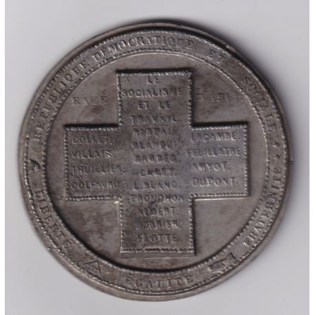 Médaille - Diffamation du gouvernement par les partisans de la république - 1848 - étain 60mm