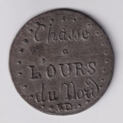 Médaille - Chasse à l'ours du nord - étain - 54mm