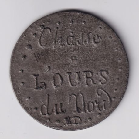 Médaille - Chasse à l'ours du nord - étain - 54mm