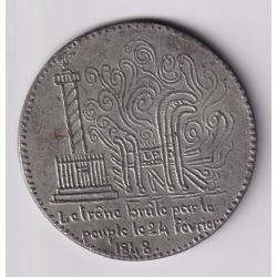Médaille - Bucher du trône de Louis philippe - 1848 - place de la bastille - étain - 48mm
