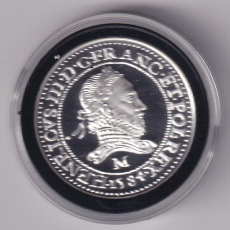 Médaille - Refrappe Franc 15584 M Henri III - argent 10g - 30mm - 5.000 ex