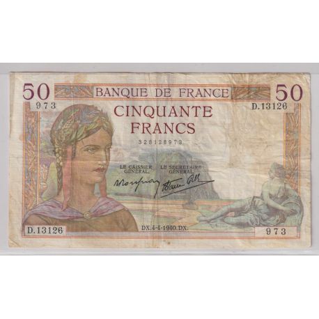 50 Francs cérès - 4.04.1940 - TB+
