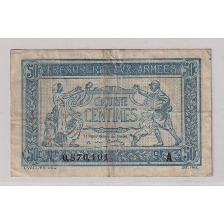 Trésorerie aux armées - 50 Centimes - 1917 - Alphabet A - TB+