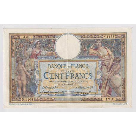 100 Francs Luc Olivier Merson - 2.12.1909 - TTB