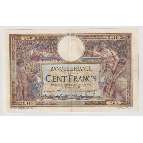 100 Francs Luc Olivier Merson - 22.09.1914 - TTB
