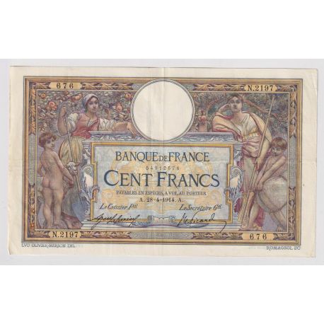 100 Francs Luc Olivier Merson - 28.04.1914 - TTB