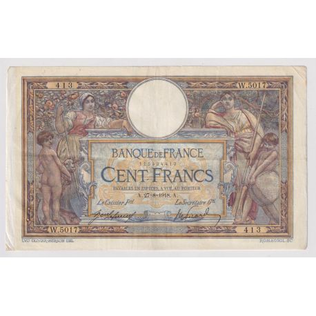 100 Francs Luc Olivier Merson - 27.08.1918 - TTB