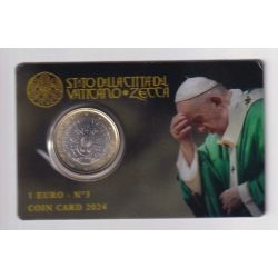 Coincard Vatican N°3 - 1 Euro 2024 - Pape François