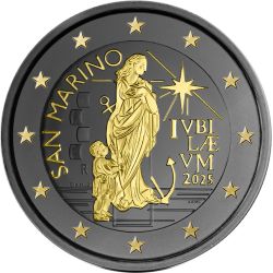 St marin - 2 Euro 2025 - Année sainte 2025 – Pèlerins de l’espoir - Finition Ruthénium