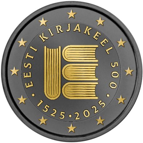 2€ Estonie 2025 - 500 ans littérature estonienne - Finition Ruthénium