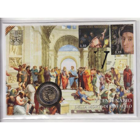 Vatican - 2 Euro 2020 - 500e anniversaire de la mort de Raffaello Sanzio + Timbres