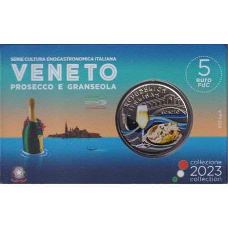 Italie - 5 Euro 2023 - Prosecco et granseola - Série culture gastronomique Italienne