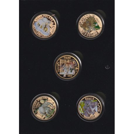 Italie - 5 x 5 Euro - Série Animaux en voie de disparition - 2020 à 2024 - Coffret complet