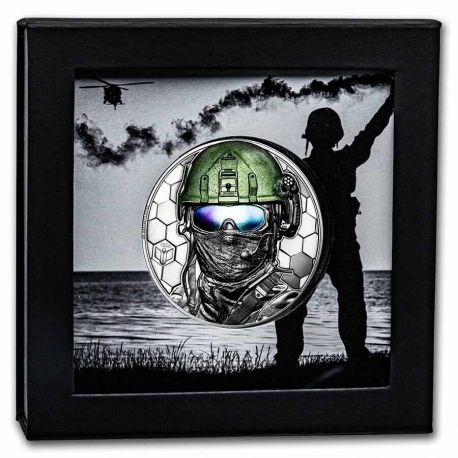 Cook Islands - 20 Dollars 2022 - Real heroes Special forces - argent 3 once