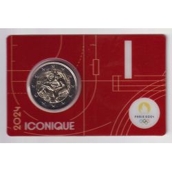 2 Euro 2024 - JO Paris 2024 - coincard rouge - Lettre I