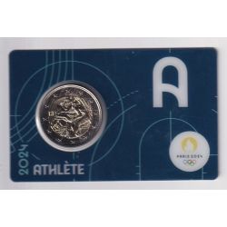 2 Euro 2024 - JO Paris 2024 - coincard bleu - Lettre A
