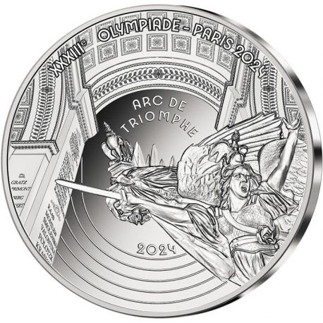 10 Euro 2024 - Arc de triomphe - Série Héritage - Paris 2024 - argent BE 